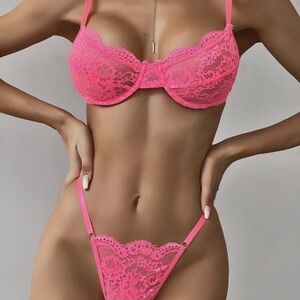 Vibrant Pink Lace Bra by [Brand]